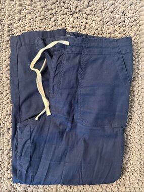 LOFT Navy Cropped Drawstring Pants
